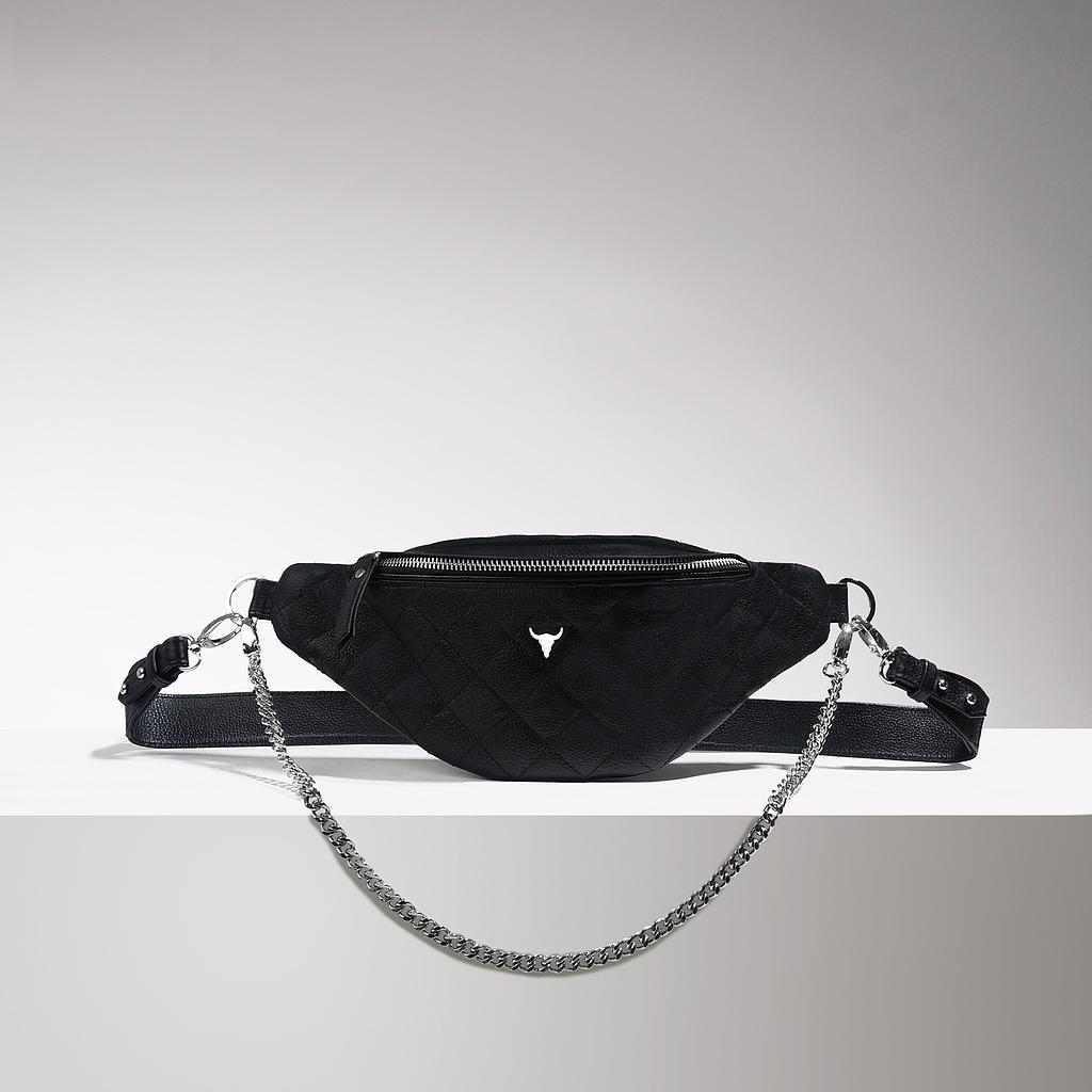 SAC BANANE HARPER - CUIR NOIR MATELASSÉ