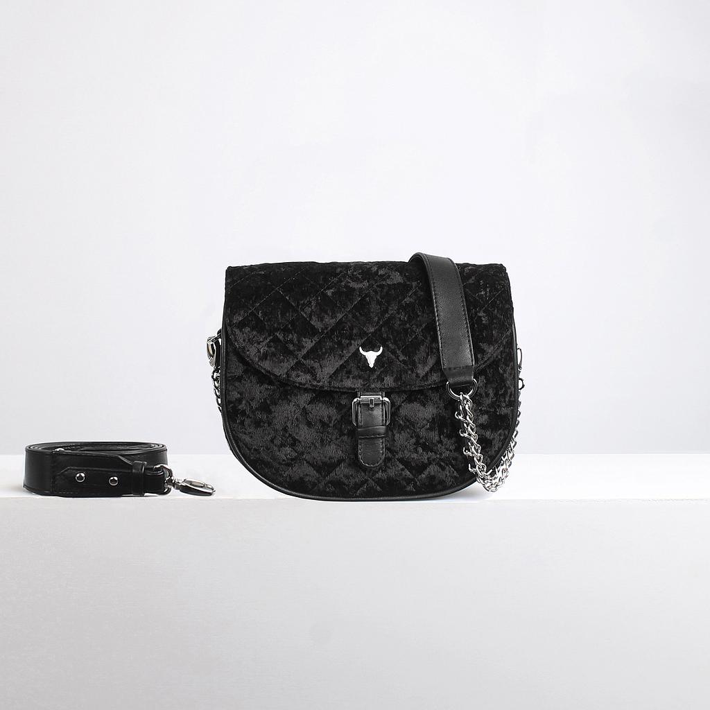 SAC DEAN - VELOURS NOIR MATELASSÉ