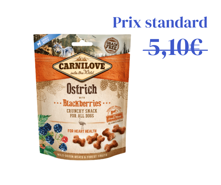 Crunchy Snacks Autruche &amp; Mûres spécial santé cardiaque - 200g