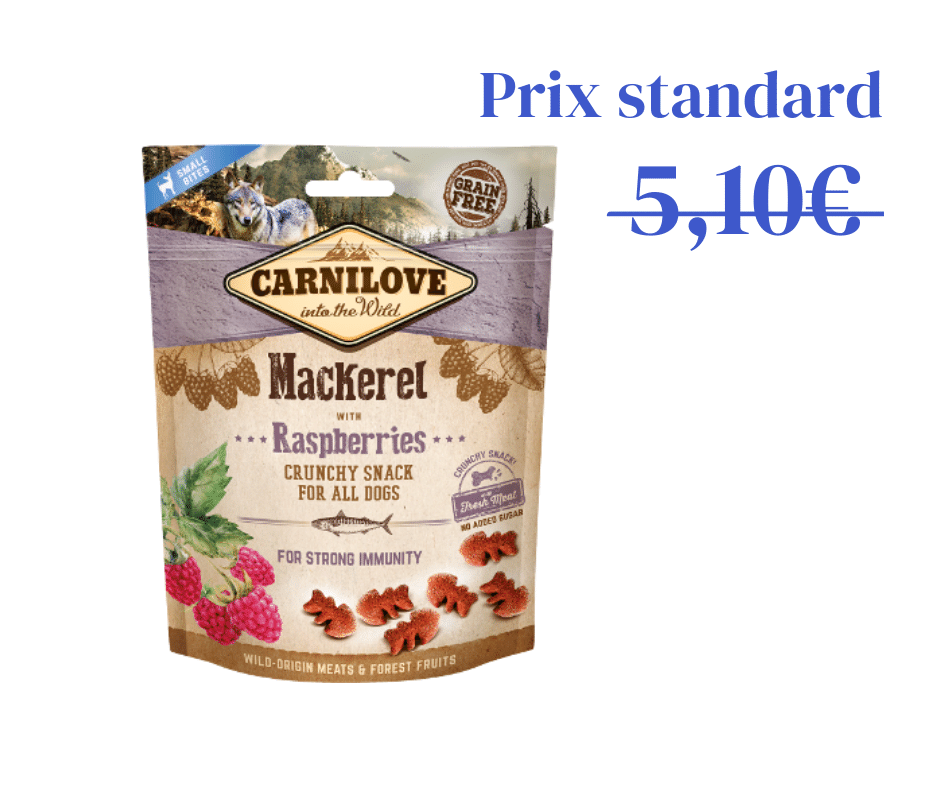 Crunchy Snacks Maquereau &amp; Framboises spécial immunité - pour chien 200g