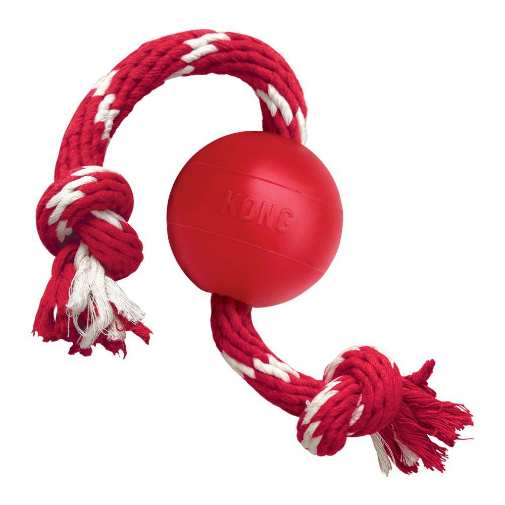 Kong Ball with Rope - Jouet de Lancer/Rapporter pour Chien