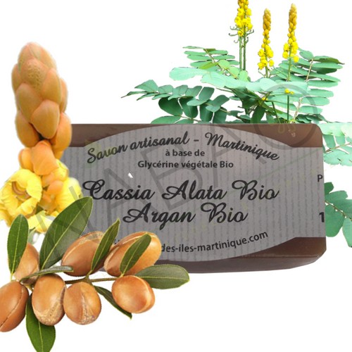Savon artisanal Cassia Alata et argan bio Parfums des Iles 120 gr
