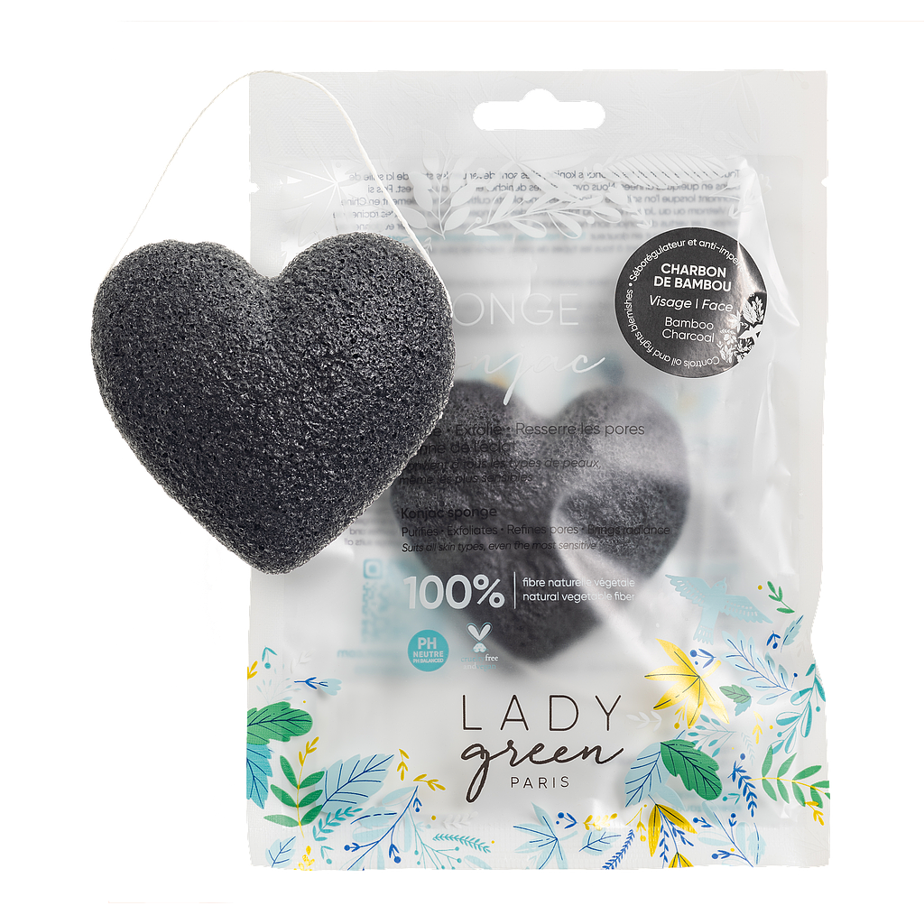 Eponge Konjac au Charbon de bambou Lady Green