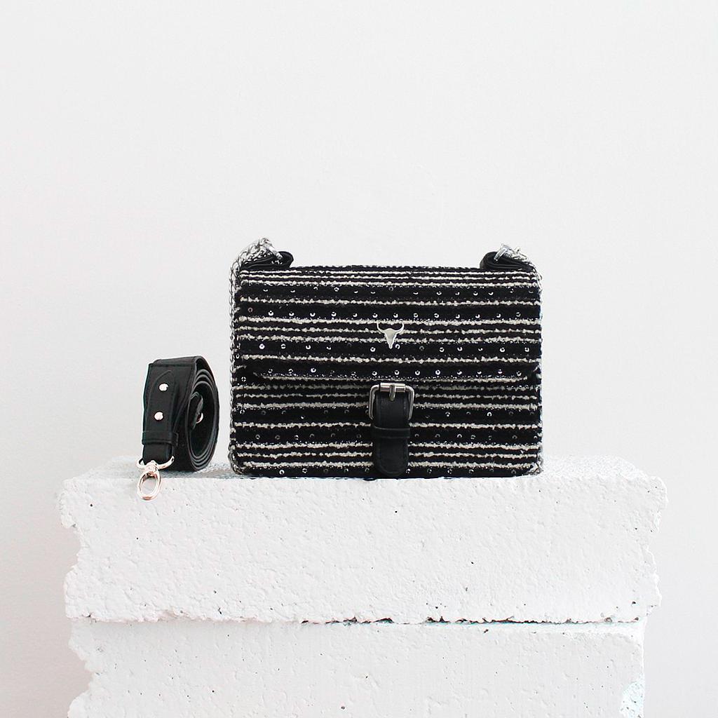 SAC XS OLIVIA - TWEED NOIR PAILLETÉ