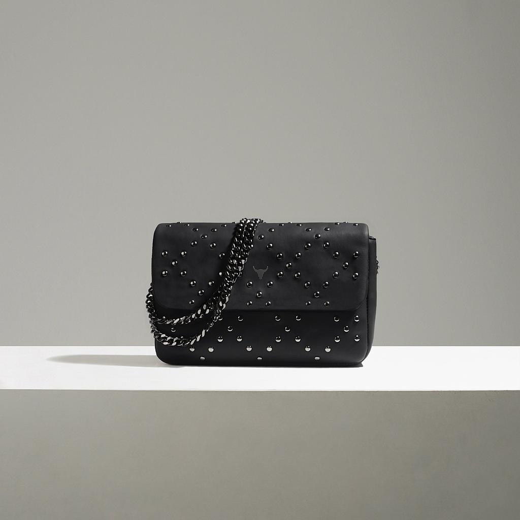 SAC MINI JOSH - CUIR NOIR STUDDED