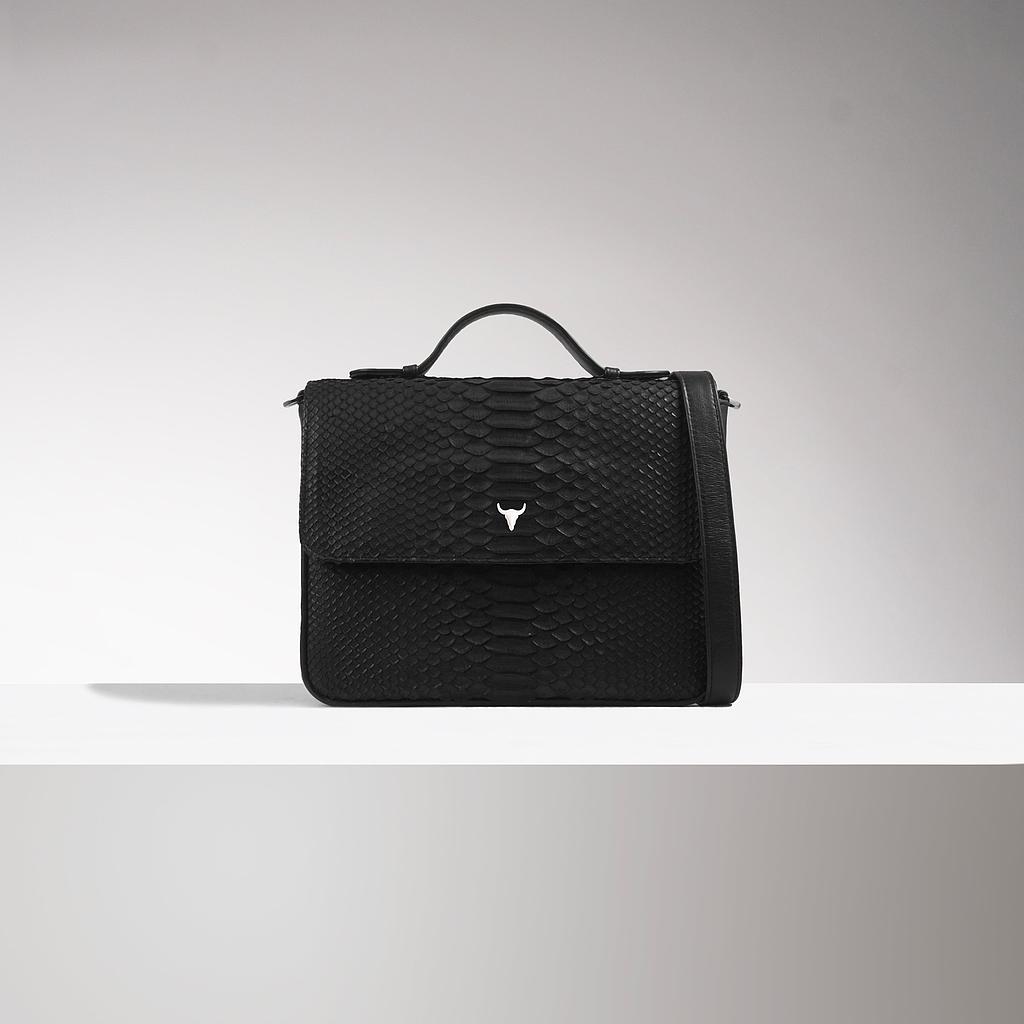 SAC CARTABLE JEANNE - PYTHON NOIR