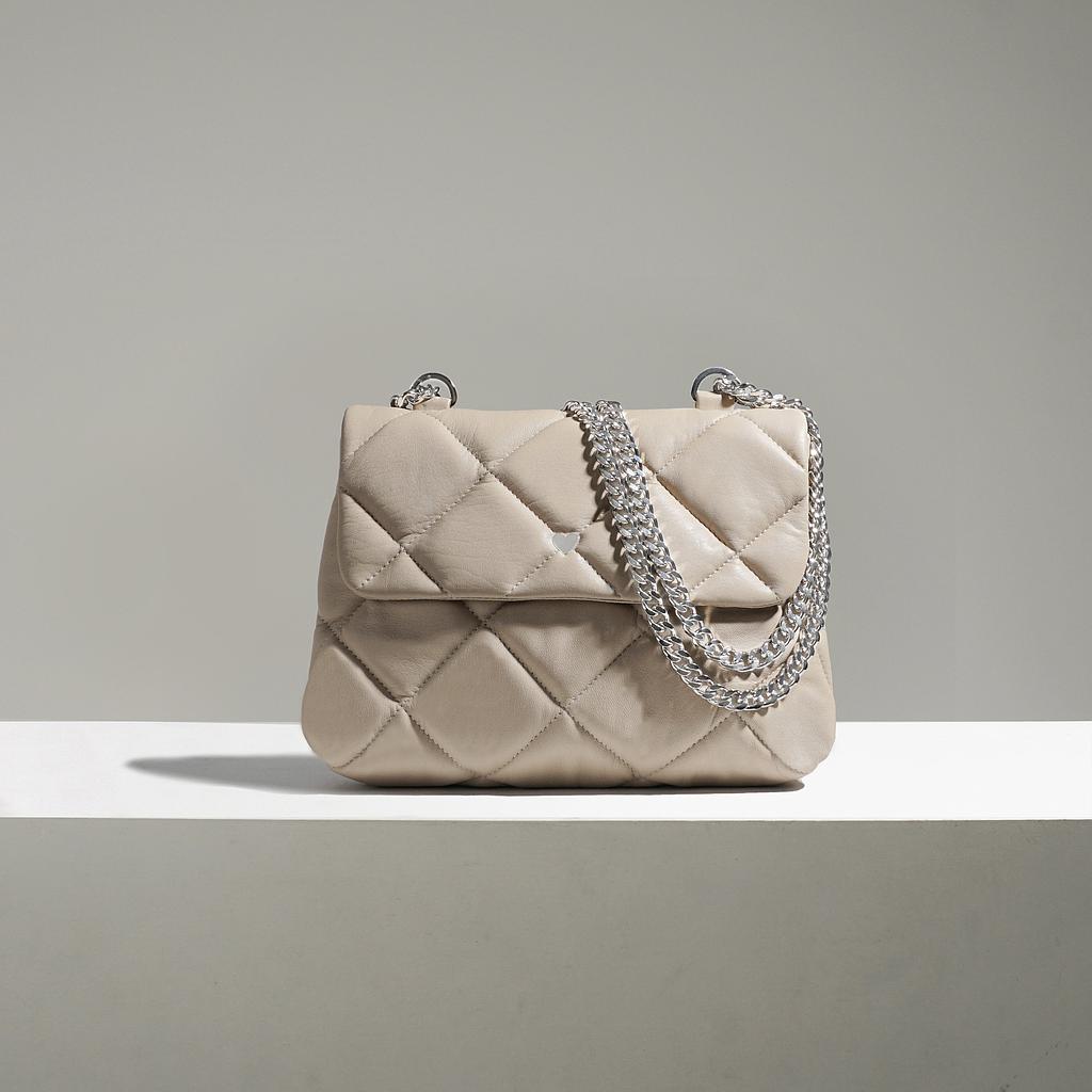 SAC CAPRI ORIGINAL COEUR - CUIR BEIGE MATELASSÉ