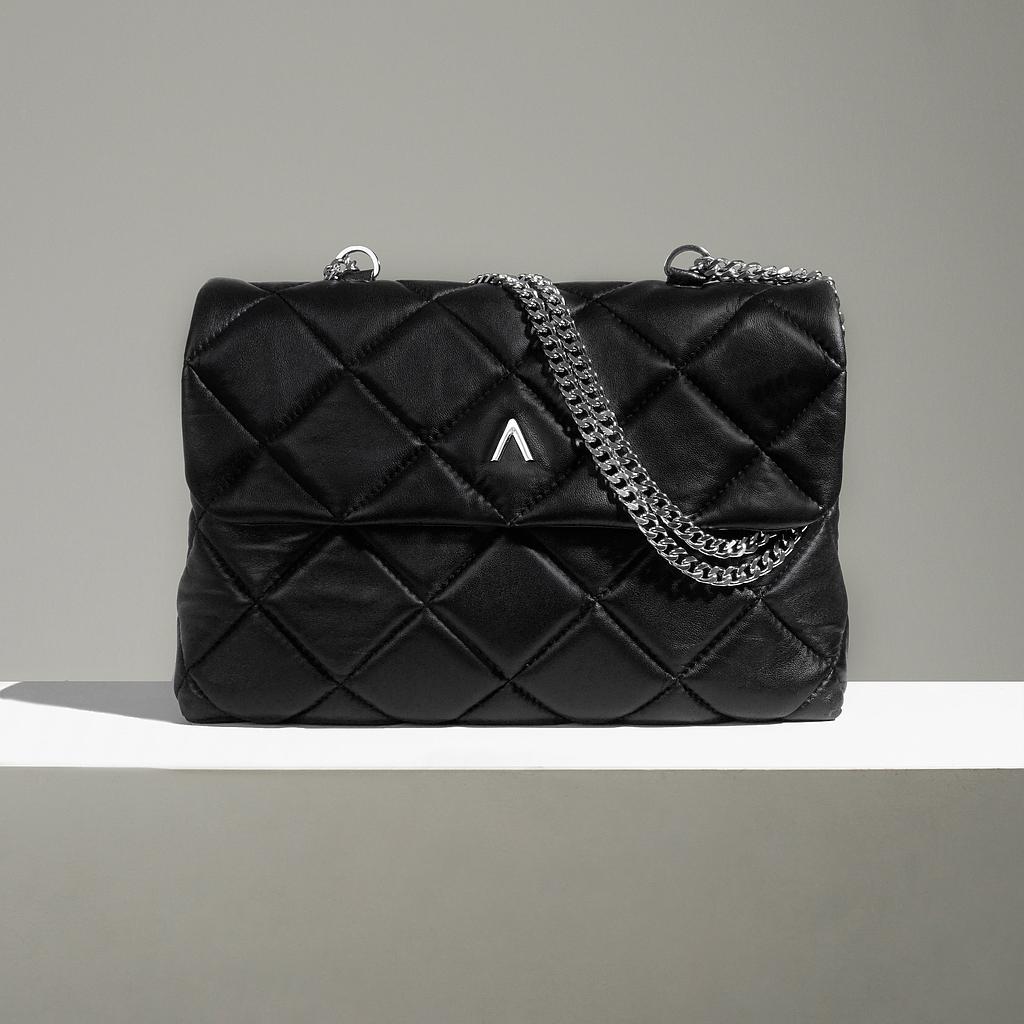 SAC MAXI CAPRI - CUIR NOIR MATELASSÉ