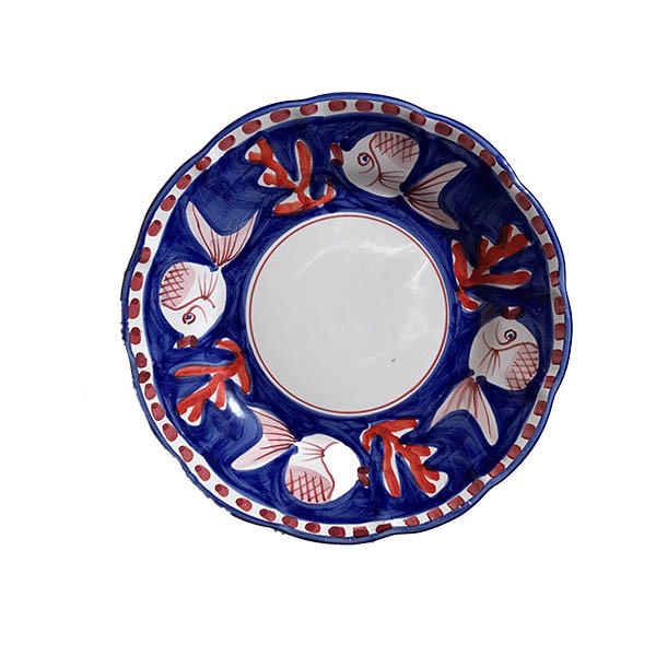 Assiette 21 cm Poisson Bleue &amp; Rouge