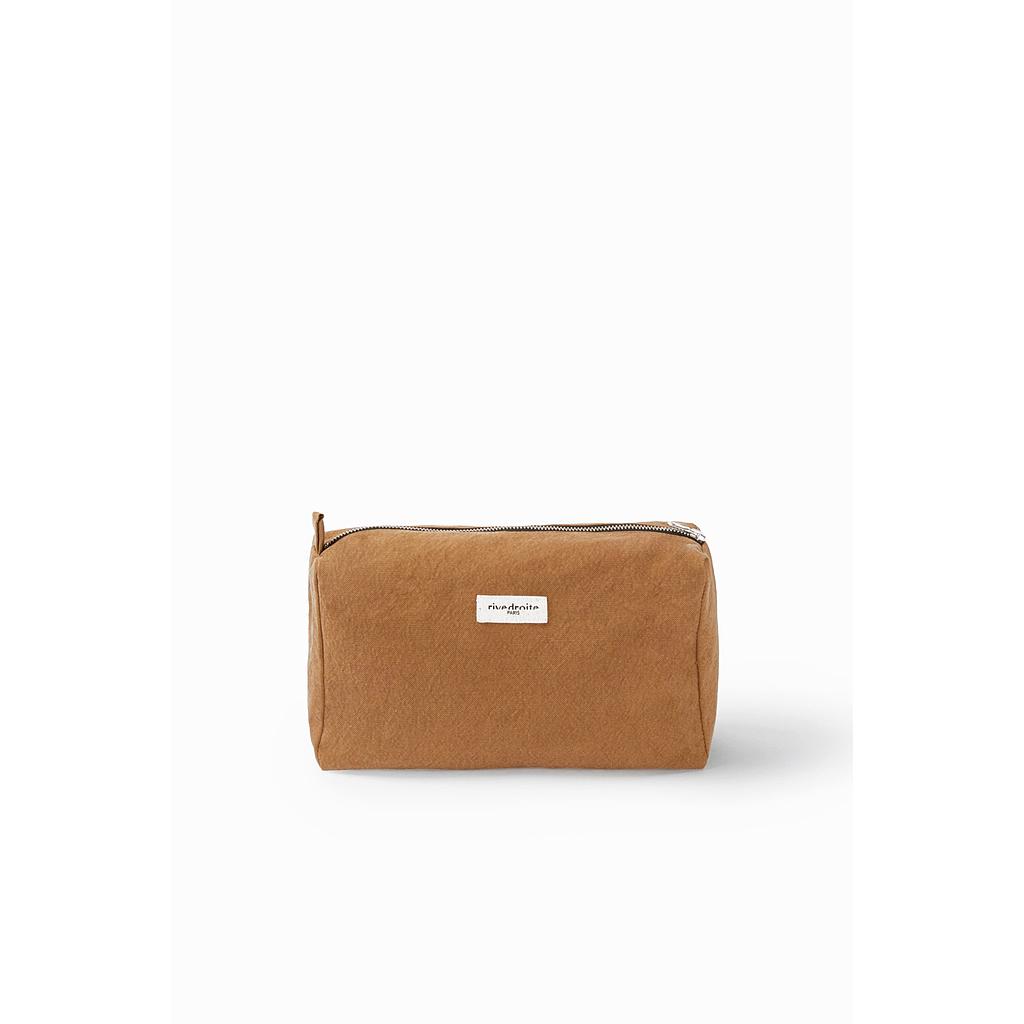 Alma la trousse de toilette maternité brodée - Coton recyclé camel