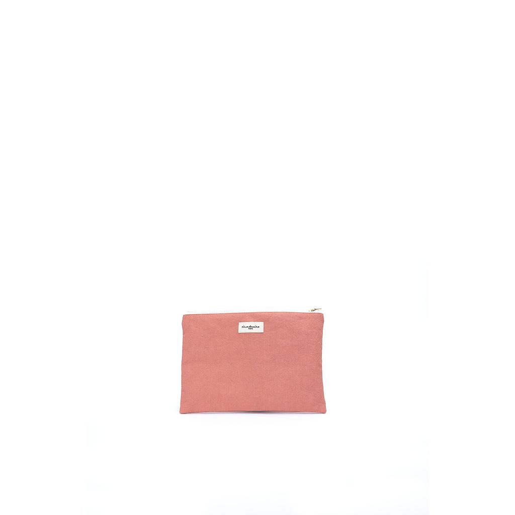 Barbette Medium la pochette brodée  - Coton recyclé Rose Provence
