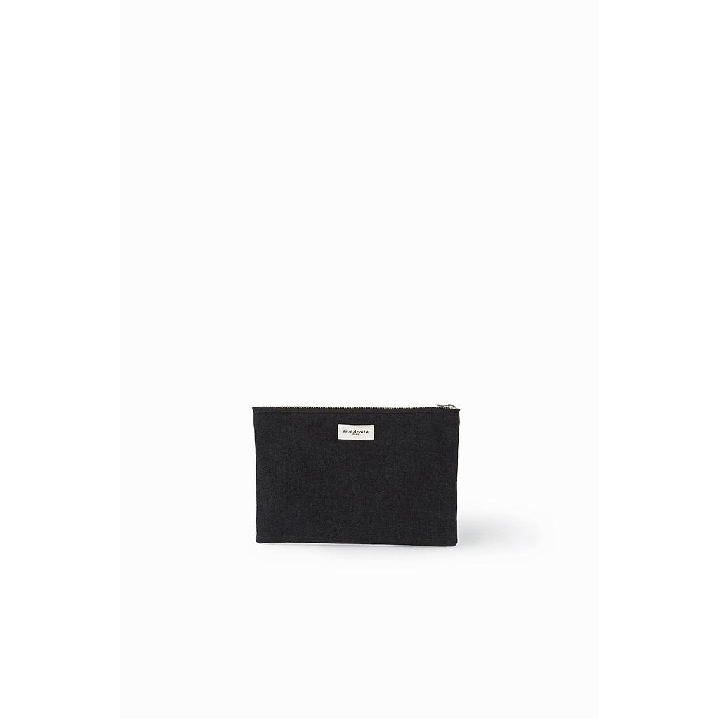 Barbette Medium la pochette brodée - Coton recyclé noir