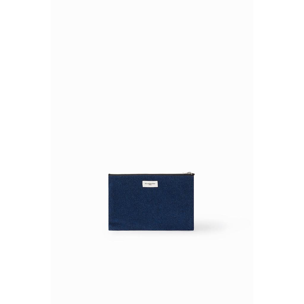 Barbette Medium la pochette brodée - Denim brut upcyclé