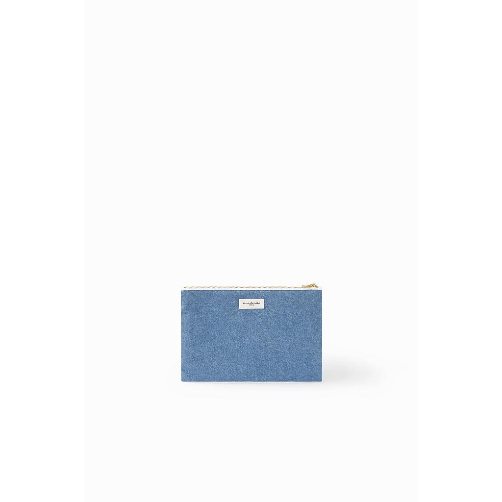 Barbette Medium la pochette brodée - Denim clair upcyclé