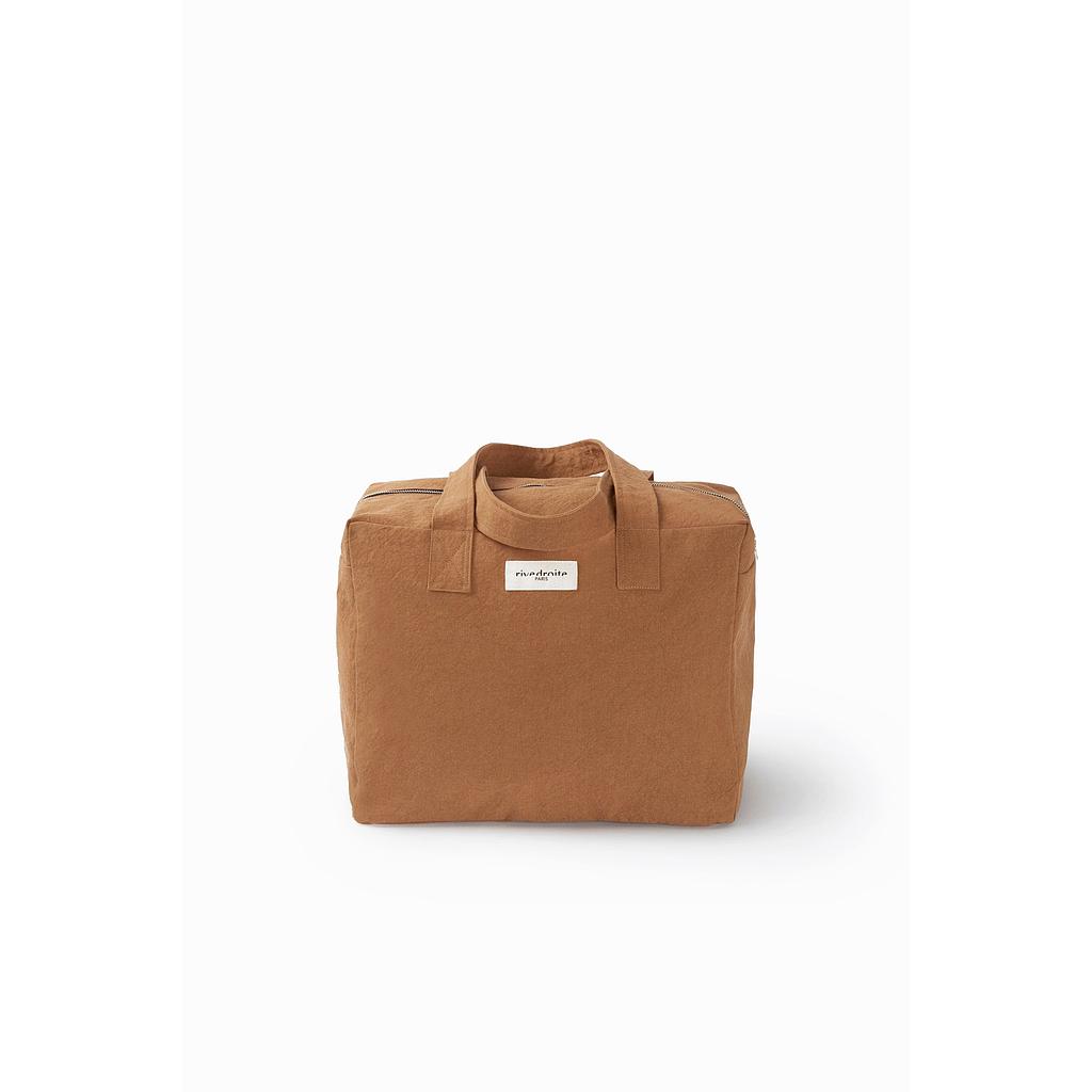 Célestins le sac 24 heures version maternité brodé - Coton recyclé camel