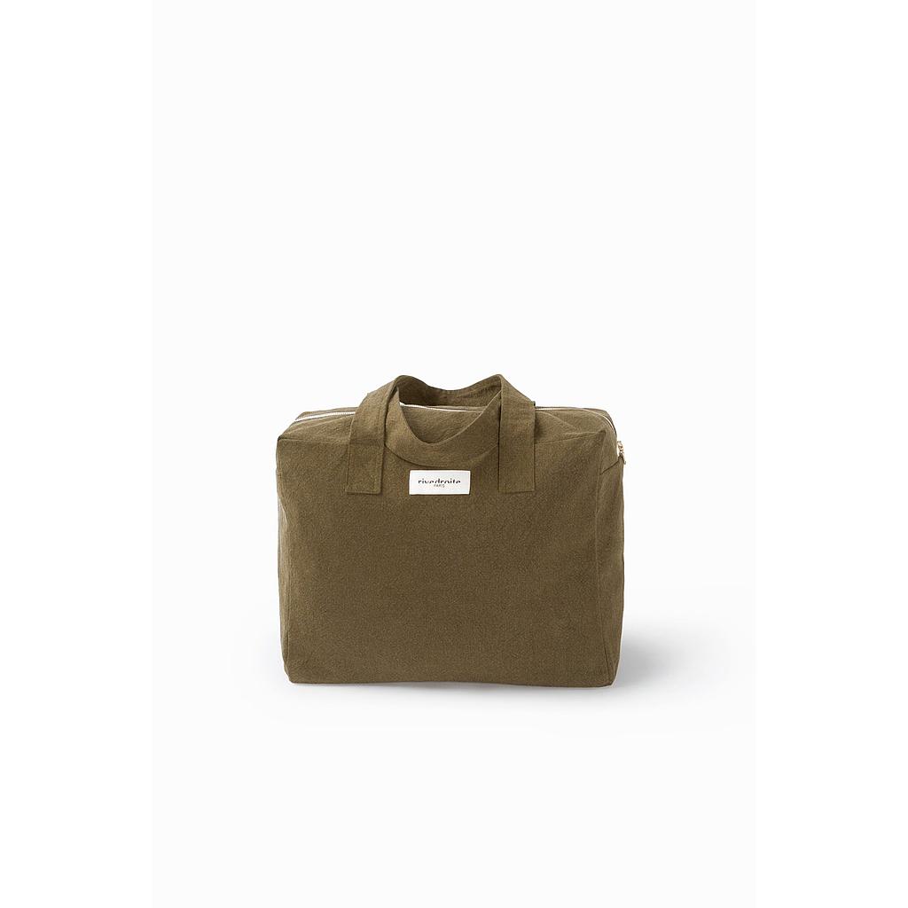Célestins le sac 24 heures version maternité brodé - Coton recyclé kaki