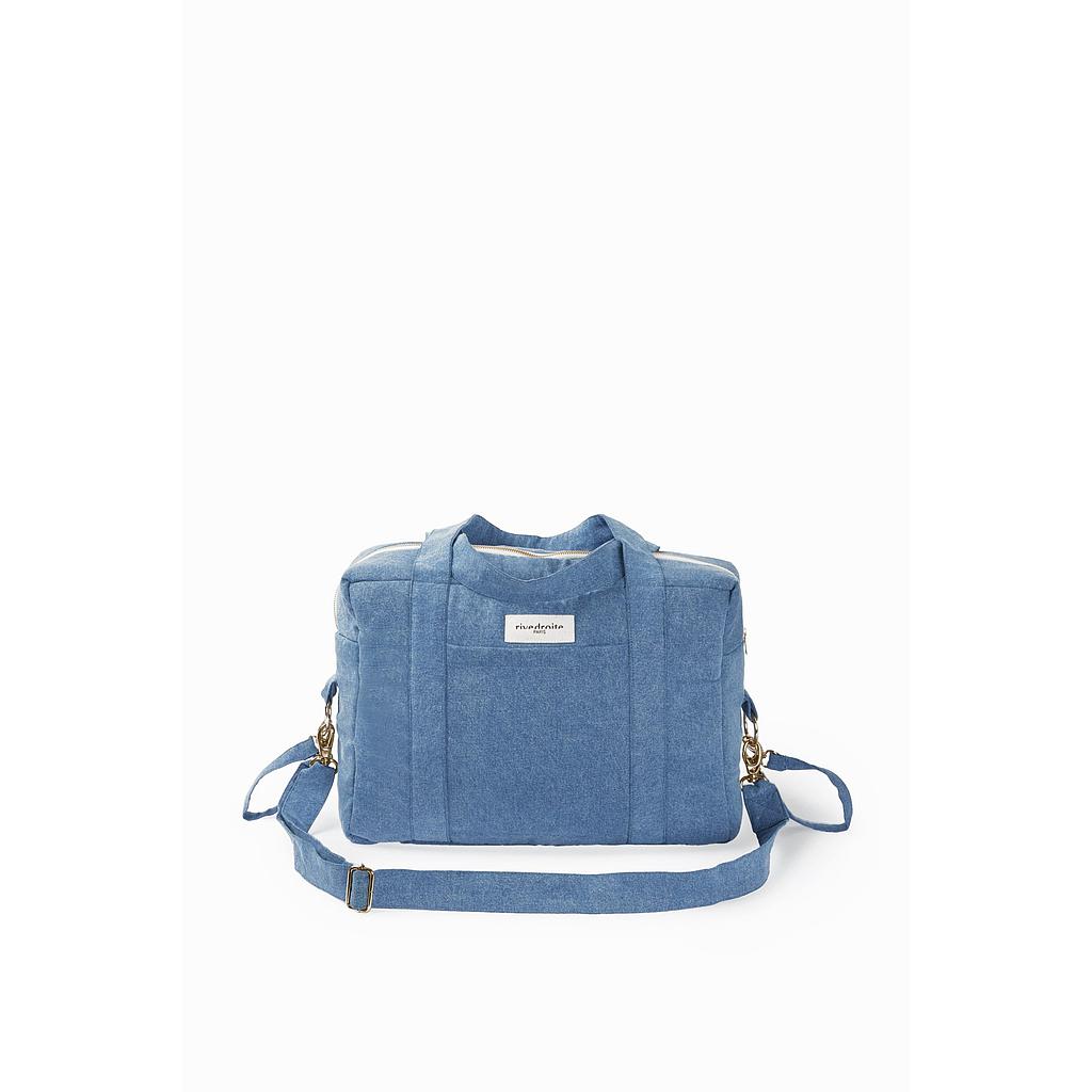 Darcy l'anti sac à langer brodé - Denim clair upcyclé
