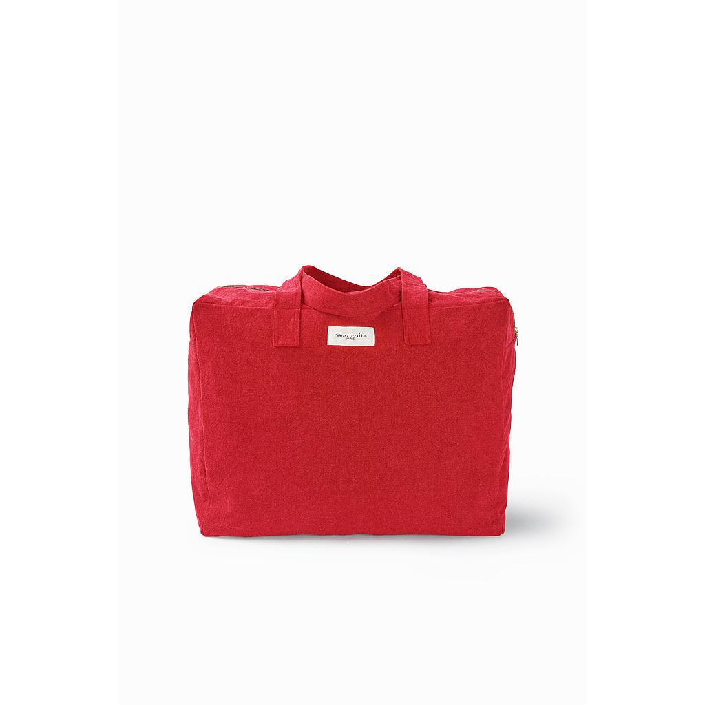Elzévir le grand sac weekend - Coton recyclé Rouge Vibrant
