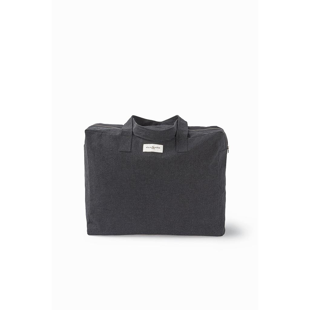 Elzévir le grand sac weekend brodé - Coton recyclé noir