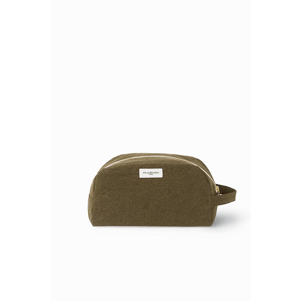Hermel la trousse de toilette brodée - Coton recyclé kaki