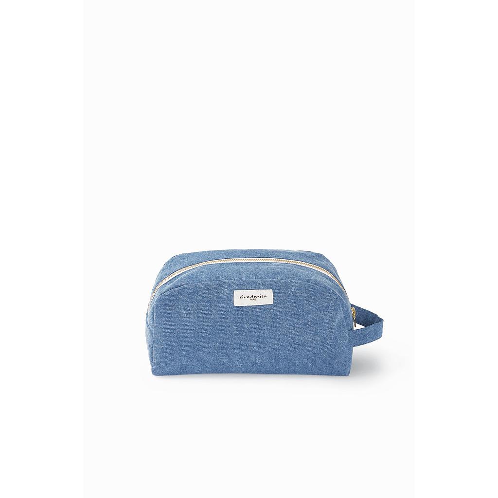 Hermel la trousse de toilette brodée - Denim clair upcyclé