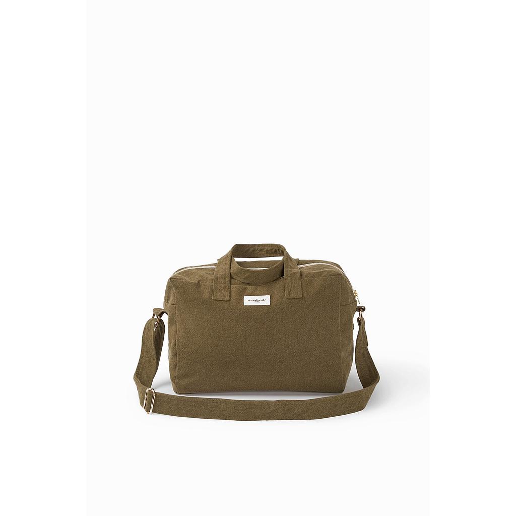 Sauval le city bag brodé - Coton recyclé kaki