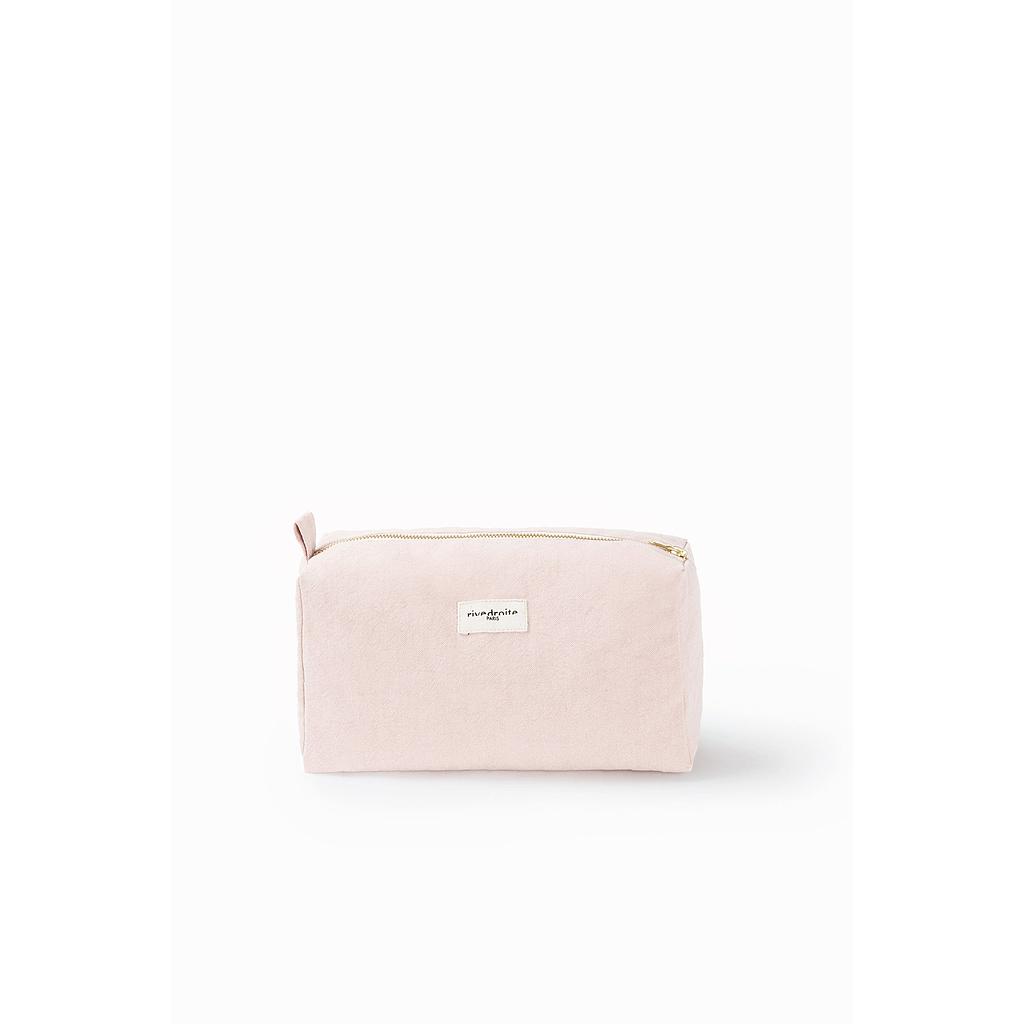Alma la trousse de toilette maternité brodée - Coton recyclé rose minéral