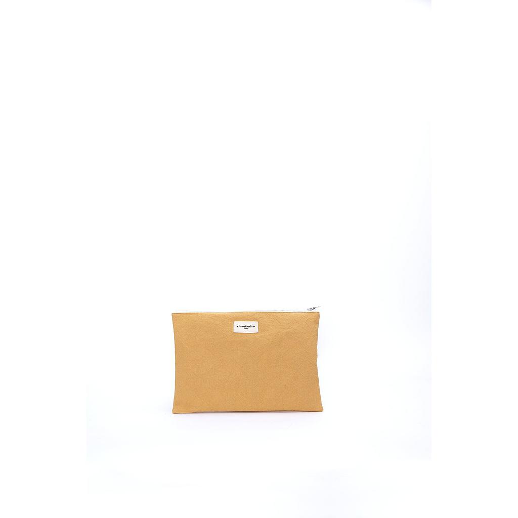 Barbette Medium la pochette brodée - Coton recyclé Jaune d'Ocre