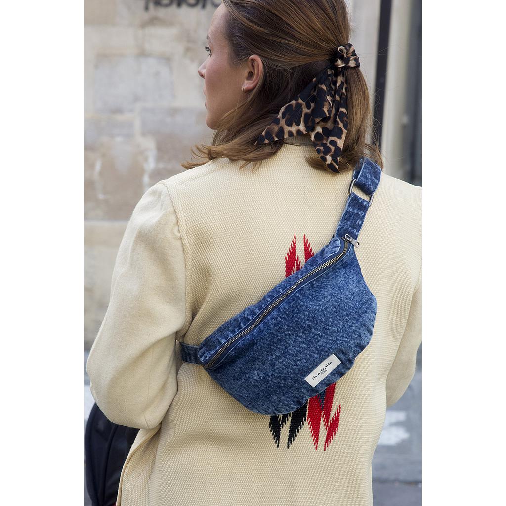 Custine le sac banane - Denim upcyclé "Blue Snow"