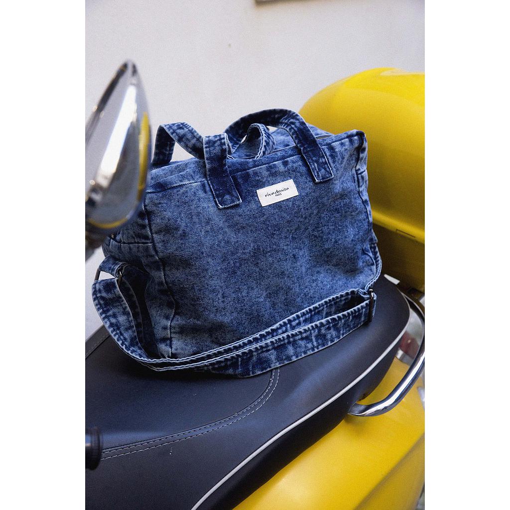 Sauval le city bag - Denim upcyclé "Blue Snow"