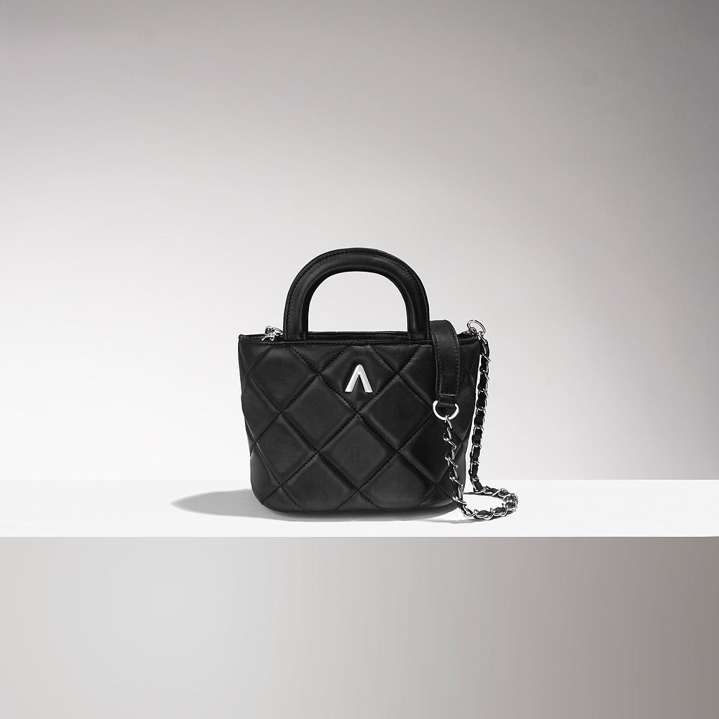 SAC MINI ZOÉ - CUIR NOIR MATELASSÉ