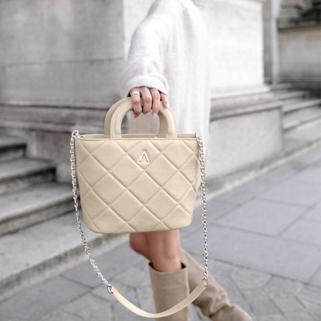 SAC ZOÉ ORIGINAL - CUIR BEIGE MATELASSÉ