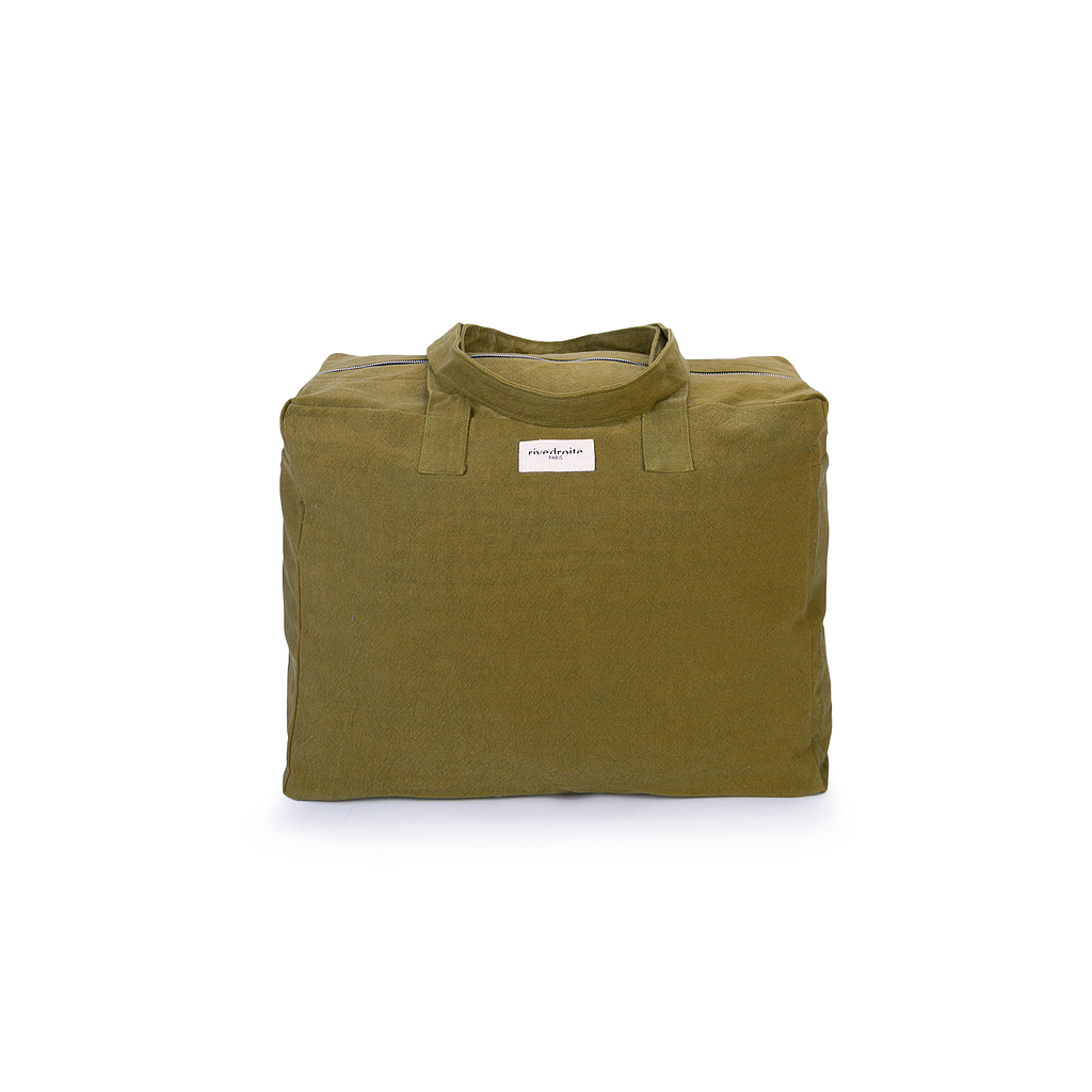 Elzévir le grand sac weekend - Coton recyclé vert olive
