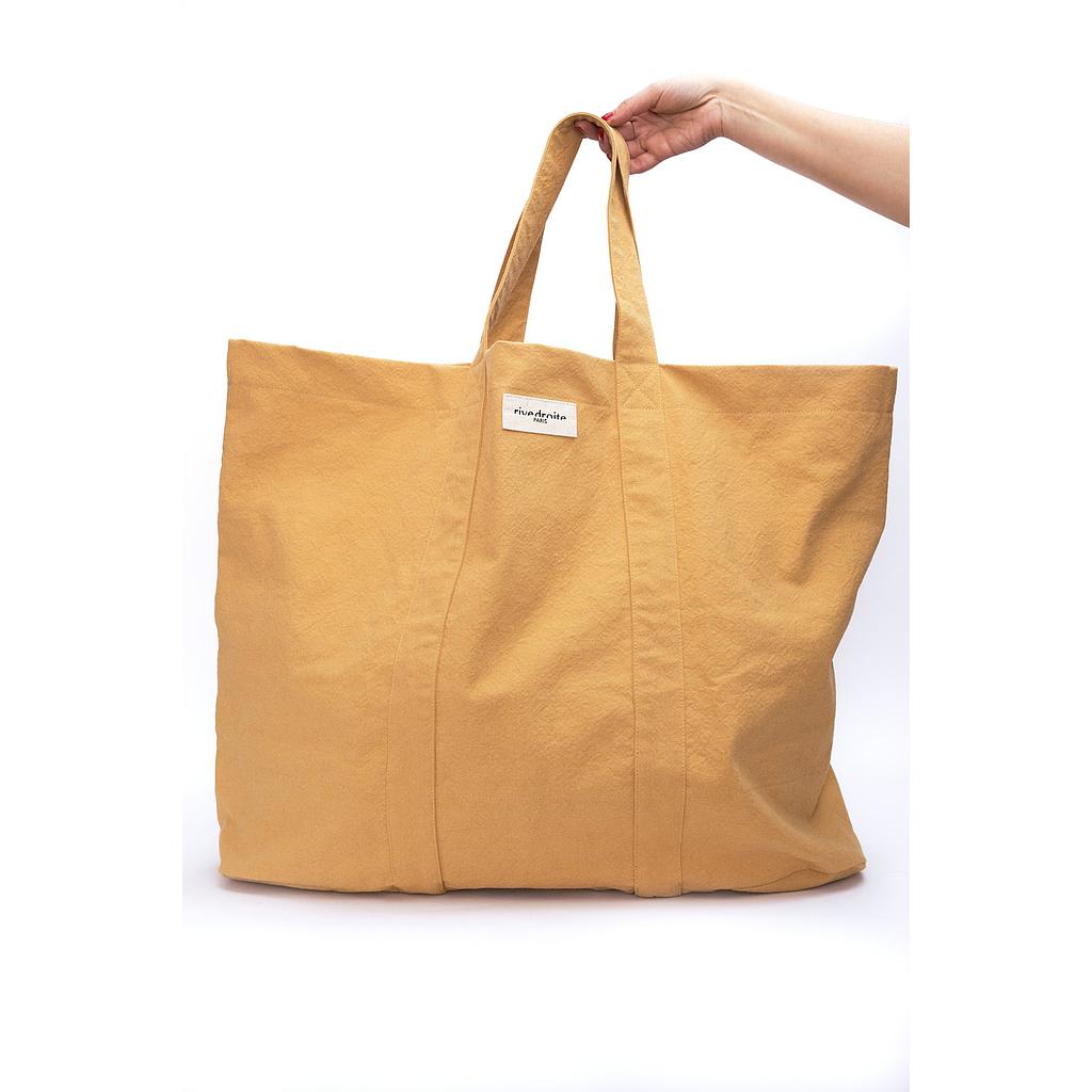 Marcel le cabas XL - Coton recyclé Jaune d'Ocre
