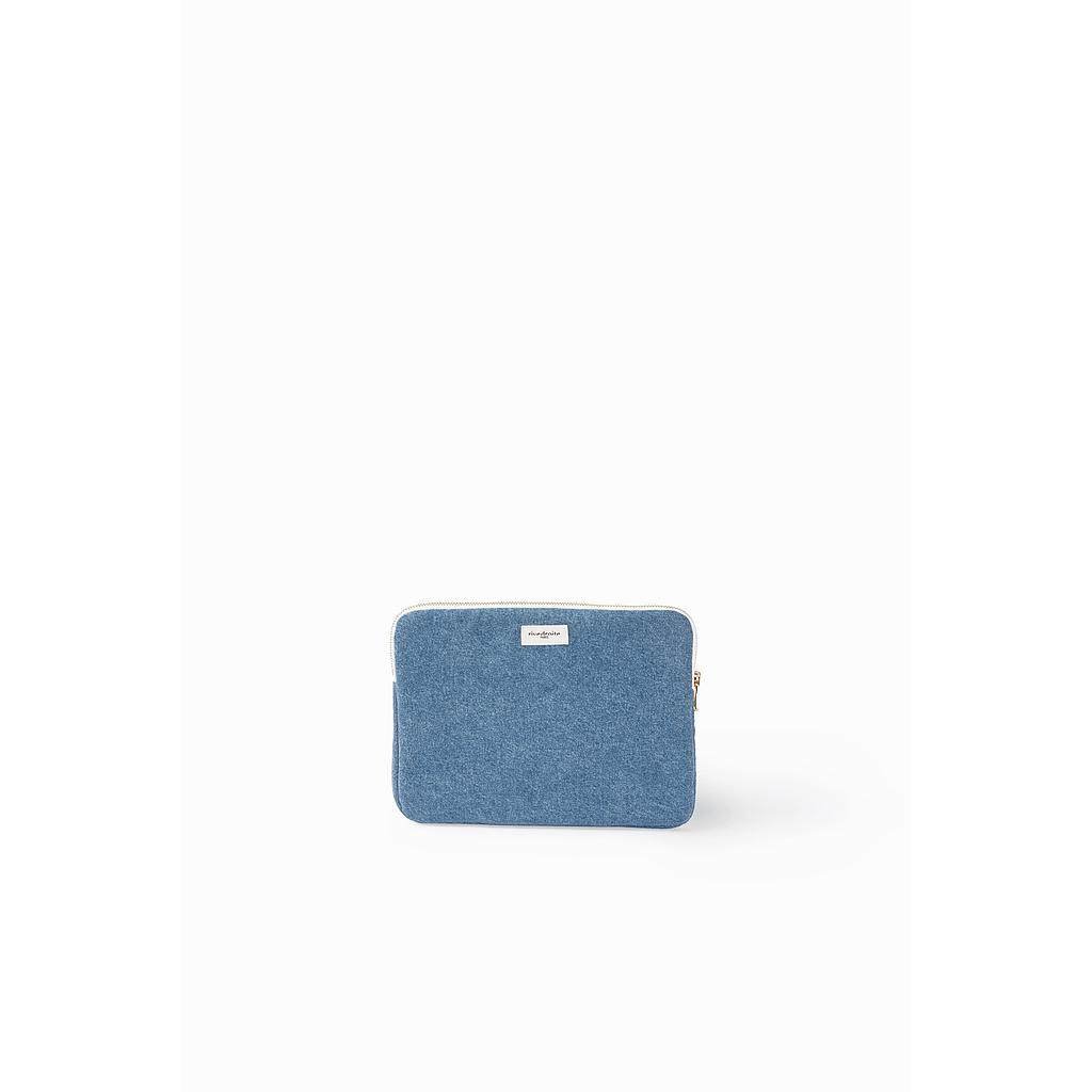 Vivienne la housse d'ordinateur 13" - Denim clair upcyclé