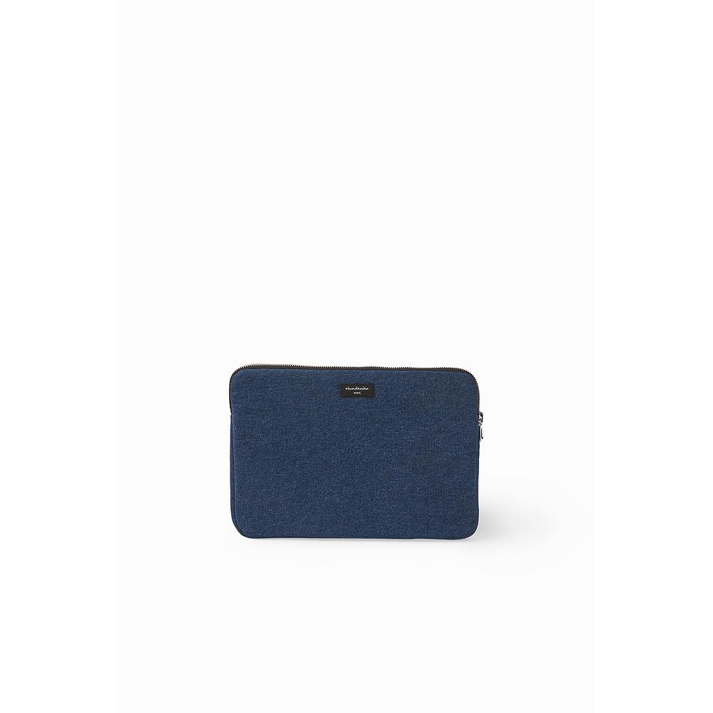 Vivienne la housse d'ordinateur 15" - Denim brut upyclé