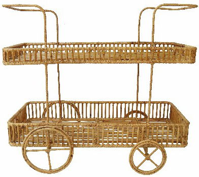 Rattan Serving Car