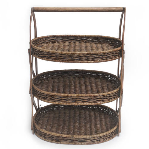 3 Tier Tray Stand Core Weaving Rattan