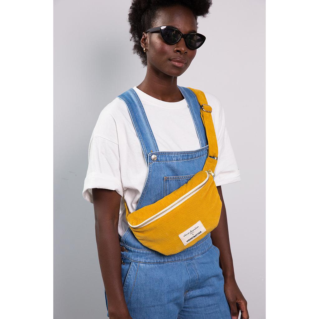 Custine le sac banane - Velours upcyclé Jaune Moutarde "Mistral"