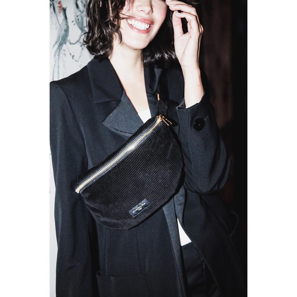 Custine le sac banane - Velours upcyclé Noir "Doré"