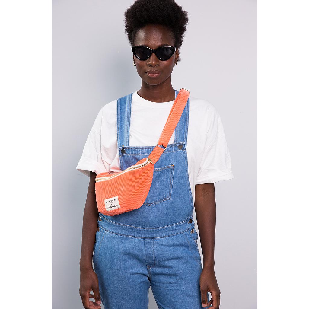 Custine le sac banane - Velours upcyclé Orange "Riou"