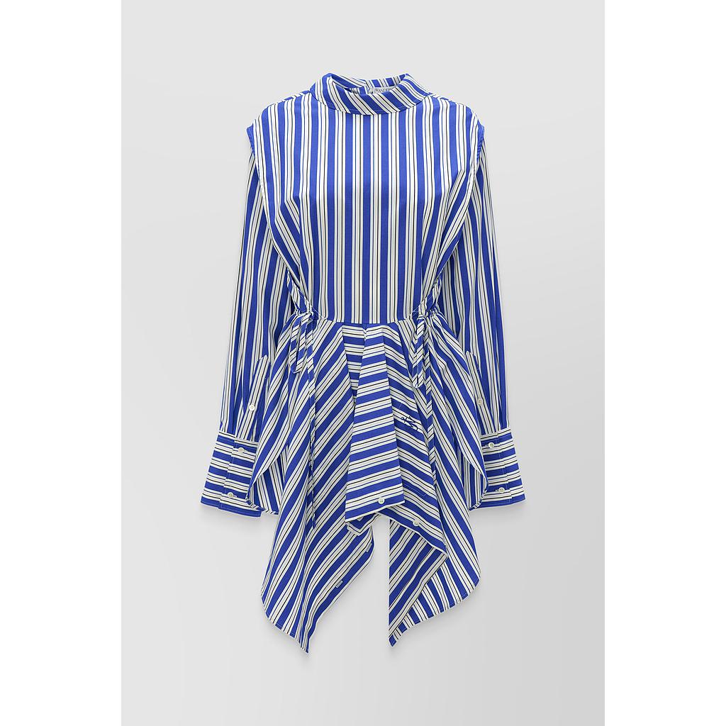 Asymmetric stripe cotton tunic shirt