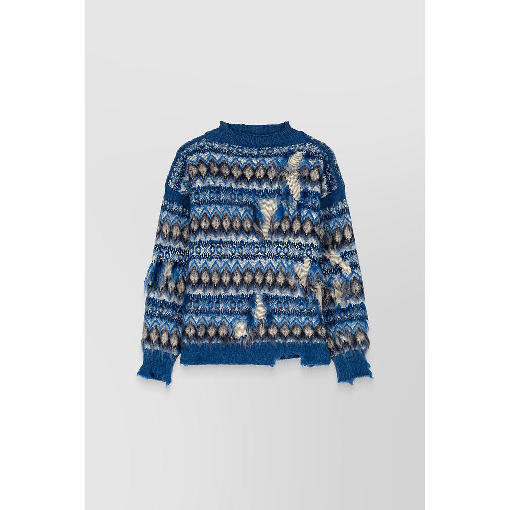 Brushed Fairisle jacquard wool-cotton blend sweater