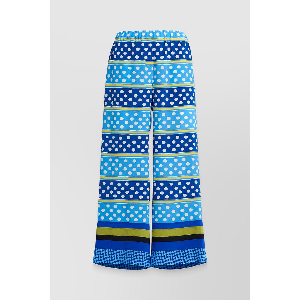 Cropped straight leg silk pyjama pant with dots &amp; stripes