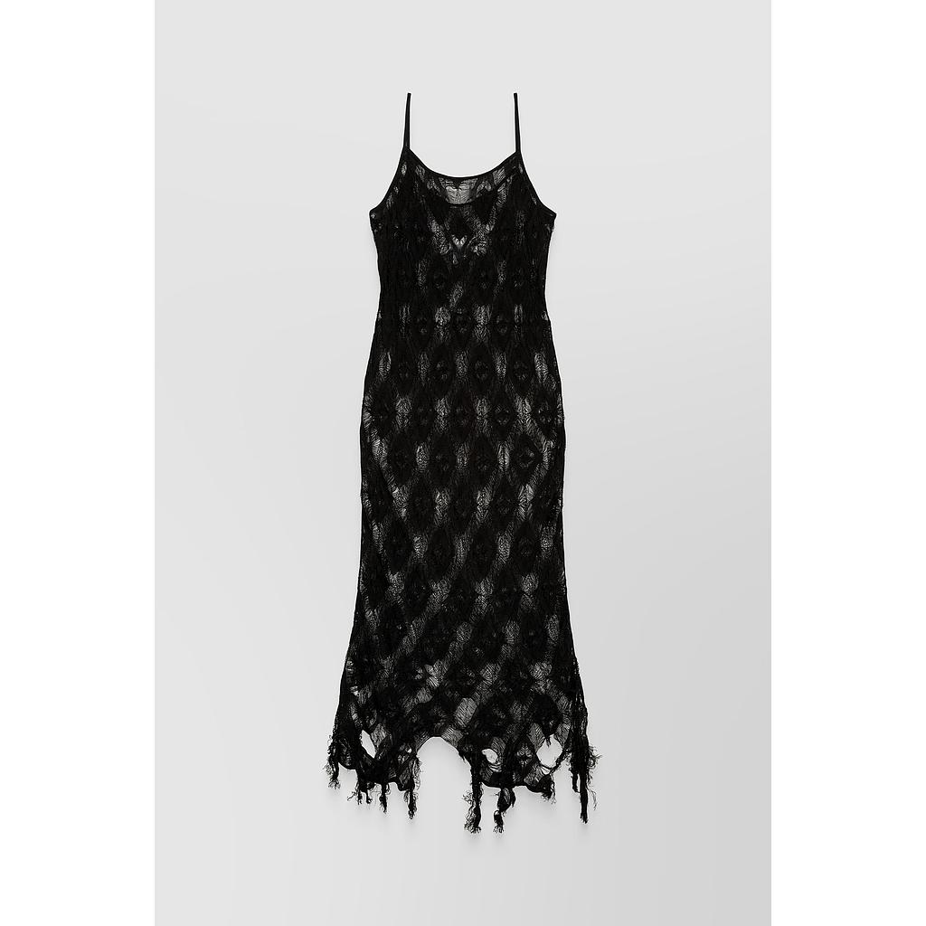 Fil coupé jacquard slip midi-dress