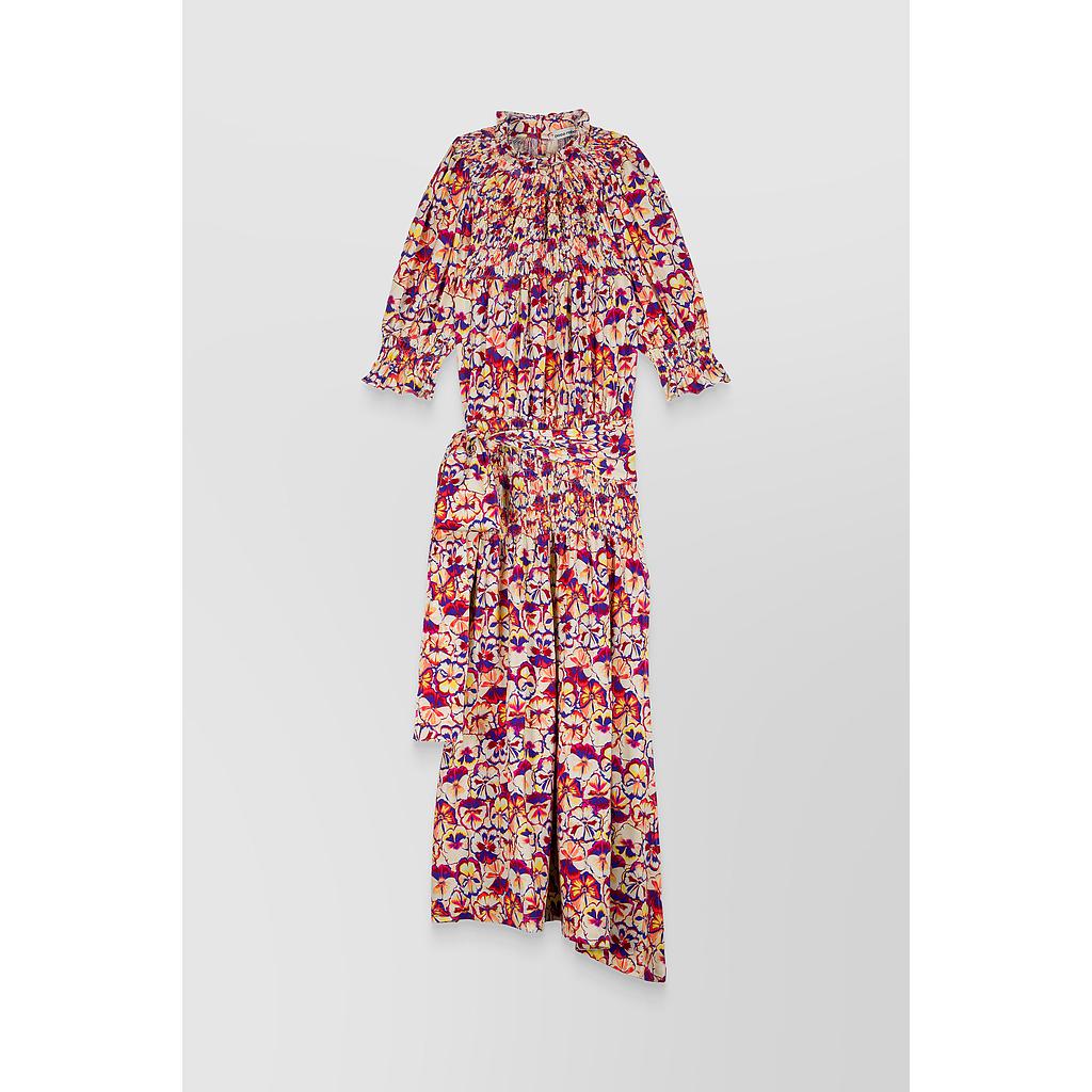 Flower printed jersey shortsleeved midi dress
