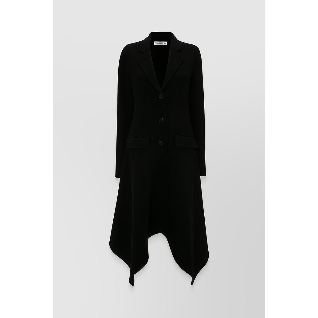 Heavy double face tailored coat with asymmetric hem