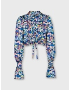 Long-sleeved flower printed crêpe blouse with ruffled details