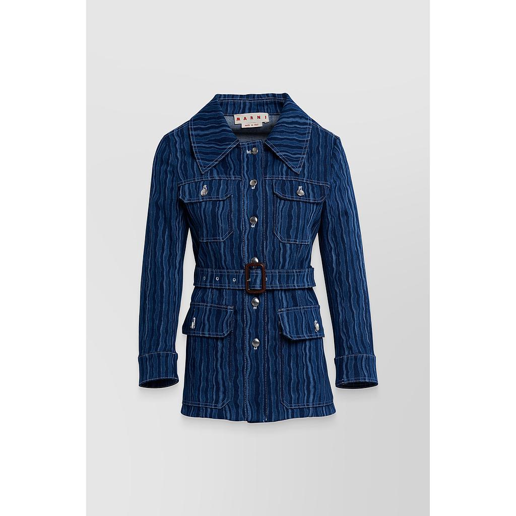 Organic denim striped safari jacket