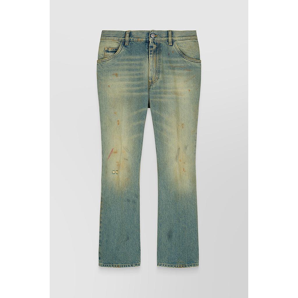 Stonewashed cropped 5 pocket jeans